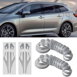 RGOAANC 2 Rolls×32Ft Car Pinstriping Tape, Car Pinstriping Tape Stripe Decal, DIY Car Body Side Stripes Auto Striping Tape Emblems Trim, Universal for Car Door Home Musical Instrument (Silver)