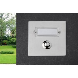 HUBER Flush-Mounted Bell Push Single Stainless Steel Door Bell Push Button with Name Plate Front Door Bell Flush-Mounted i Button Made of Brass - Bell Switch, Bell, Square