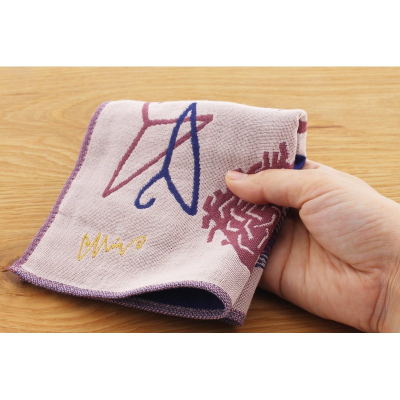 Kusubashi Ori Mon A-65933-86-BE Morita MiW Gauze Handkerchief, Crow, Beige,