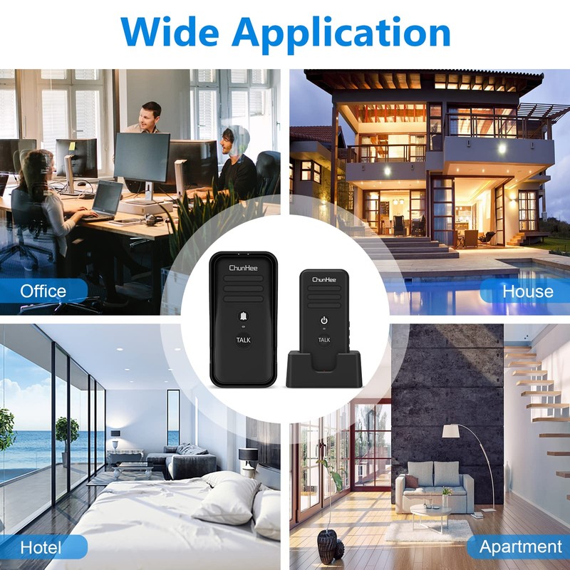 ChunHee Wireless Intercom Doorbell Chime for Home, Two-Way Talk Security