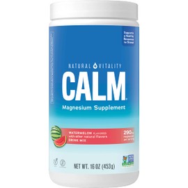 Natural Vitality Calm, Magnesium Citrate Supplement, Drink Mix Powder Supports a Healthy Response to Stress, Gluten Free, Vegan,  Non-GMO, Watermelon 