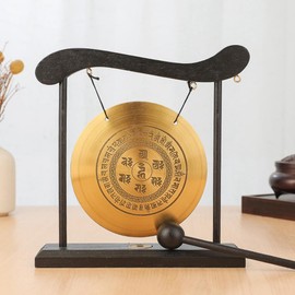 Geroosaty Mini Desktop Gong Table Wind Chime Percussion Instrument Cymbals Gongs with Mallet for Home Decor Housewarm Gift-C Easy Install