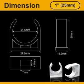 Mrosnail 70 Pcs U-Shaped PVC Pipe Clamps, 25mm White Clips for 1" Water Pipes, Durable Support & Easy Installation