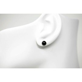 Salish Sea Inspirations Black Onyx Titanium Hypoallergenic Stud Earrings (Medium 6mm)
