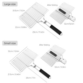 2pcs Portable BBQ Grill Basket, Folding Fish Grilling Basket, Foldable Stainless Steel Bbq Net Basket With Removable Wooden Handle For Roast Fish, Kabob, Vegetables, Steak, Shrimp