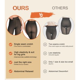 2 Pairs Fleece Lined Tights Women, Fake Translucent Thermal Winter Warm Fleece Tights, Sheer Thick Pantyhose Leggings for Women