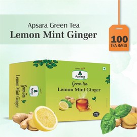 APSARA Lemon Mint Ginger Green Tea Bags 100 pcs Herbal Tea For Immunity Boosting 100 Tea Bags