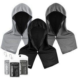 CHEMLUK 3 Packs Cooling Hoodie Towel - Cooling Towels for Neck and Face, Instant Cool When Wet, UPF 50 Sun Protection, Sweat Towel for Hot Weather, Great for Sports, Gym, Golf, Camping