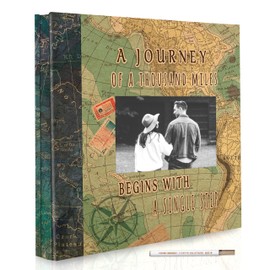 Holoary Adventure Scrapbook Album with Metallic Pen Magnetic Self-Stick Page Scrapbook for 3x5 4x6 5x7 6x8 8x10 Hand Made DIY 40 Pages Albums, Printed Kraft Paper Cover Memory Book (Map with Window)