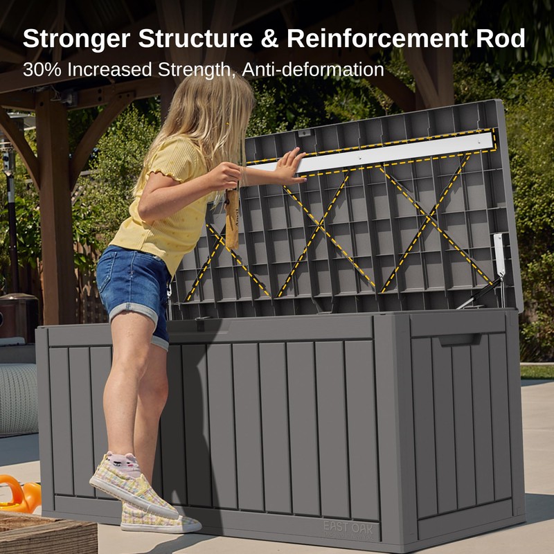 EAST OAK Outdoor Storage Box, 90 Gallon Deck Box, Waterproof