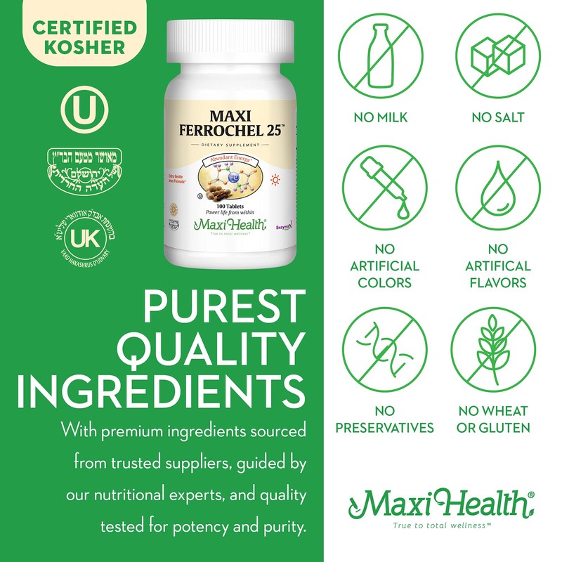 Maxi Health Iron Supplement - Gentle Iron Supplements for Men
