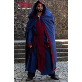 Burgschneider - Dungeons & Dragons Magician Cape Dark Blue/Bordeaux (Standard, Unisex, Cotton) Medieval Fantasy - Dungeons & Dragons