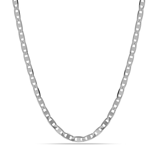 LeCalla 925 Sterling Silver Rhodium Plated 4 MM Italian Diamond-Cut