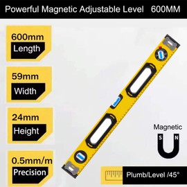 BJDSI 24 IN Leveler Tool,Powerful Magnetic Level,High Accuracy Torpedo Level,Durable Leveler,180/90/45 Degree Level Tool,Shockproof Levels.