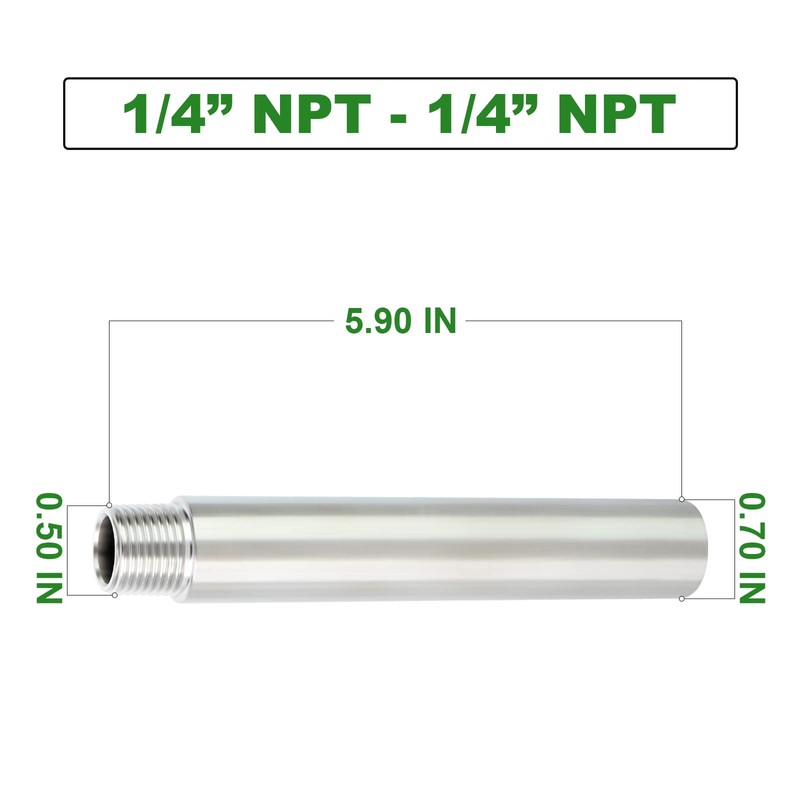 TAISHER 2PCS Stainless Steel Pipe Fittings, 1/4" NPT Male x