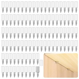 YINGDIHUT 100 Piezas Soporte para Repisas de Pared Pin, Soportes para Estantes Pin, Tornillos Autorroscantes con Funda Antideslizante, Mensulas para R