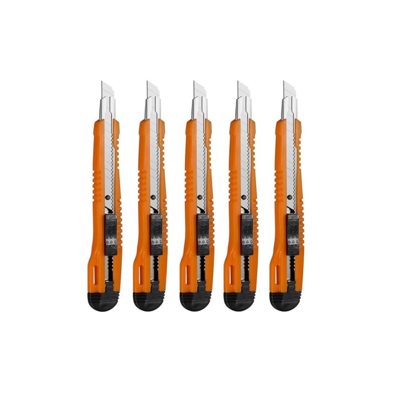 Set of 5 Metal Tip Utility Knives with Snap Off