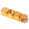 4X Dice Die Gold/Orange Valve Stem Chrome Air Tire Caps