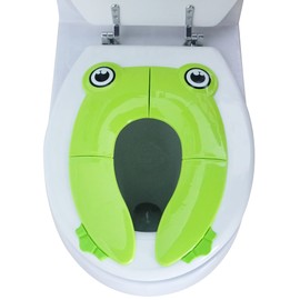 CHEHILL Asiento de Inodoro Niños, WC Portatil Niños, Plegable Reductor WC para Viaje para Niños y Niñas, con 1 Bolsa de Transporte, Rana Verde