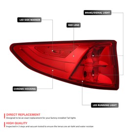 DNA MOTORING OE Style Rear Left Taillight Assembly Tail Lamp Compatible With Honda Odyssey 2018-2023, HO2804115, 33550THRA01, OEM-TL-064-L