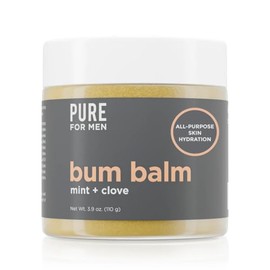 Pure for Men Bum Balm, 107 g, loción cruda ecológica para hombres, bálsamo hidratante y desodorante para todo propósito | manteca de karité cruda, menta y clavo