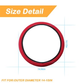 TSUGAMI Elastic Stretch Steering Wheel Cover, Microfiber Breathable Ice Silk Auto Steering Wheel Cover, 15 Inch Anti-Slip, Warm in Winter and Cool in Summer, Fit Suvs, Vans, Cars, Trucks (Red)