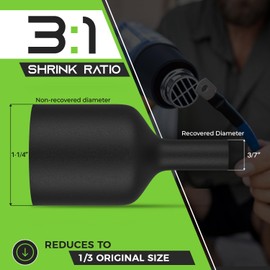 GearIT 1-1/4 inch Heat Shrink Tubing - 3:1 Ratio Adhesive Lined, Marine-Grade Waterproof Industrial Shrink Wrap, Dual-Wall Tubing, UL Approved - 50FT Roll - Black