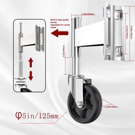 WOOSKY Spring Loaded Tube Gate Casters 5” Heavy Duty Gate Caster Wheels with Hardware for Tube Gates, Metal Gates, Wooden Gates, Fence Gates, Swing Gates, 400 Lbs Load Capacity, Pack of 2
