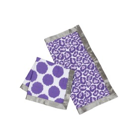 Bacati - Ikat Muslin 2 Pc Security Blankets (Grey/Purple)