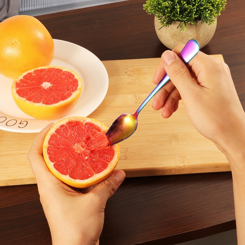 Grapefruit Spoons & Knife Set, Stainless Steel Utensils With Serrated