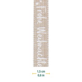 Halbach Seidenbänder Gift Ribbon Christmas Lettering "Christmas" | Width 15 mm Length 20 m | Ideal for Stylish Wrapping of Gifts for Christmas, Colour: Linen/White