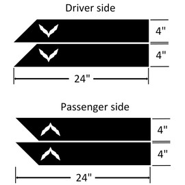 Flag Emblem Fender Hash Mark Bars Vinyl Racing Stripes Graphic Decals 4" (Fits Chevy Corvette C7 Stingray) Both Sides - White