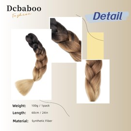 Dcbaboo Braids Extensions Synthetic Hair for Braiding 1 Piece Ombre Braiding Hair Kanekalon Hair for Braiding Hair Extensions Braids Afro Box Braids Braiding 100 g, Black/Dark Brown/Light Brown