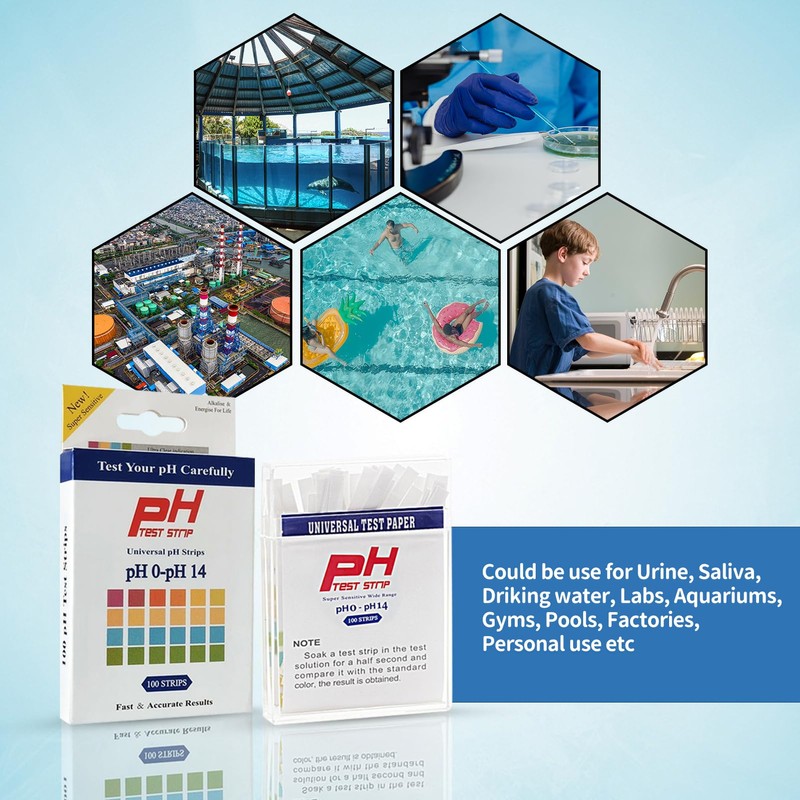 pH Test Strips 100 Pieces Universal Water Test Strips PH