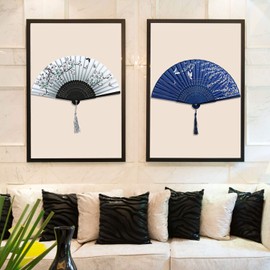 Chuangdi 12 Pieces Hand Held Fans Silk Bamboo Folding Fans Flower Printed Fans Handheld Folded Dance Fans for Wedding Gift Party Favors (Cherry Blossom Pattern)