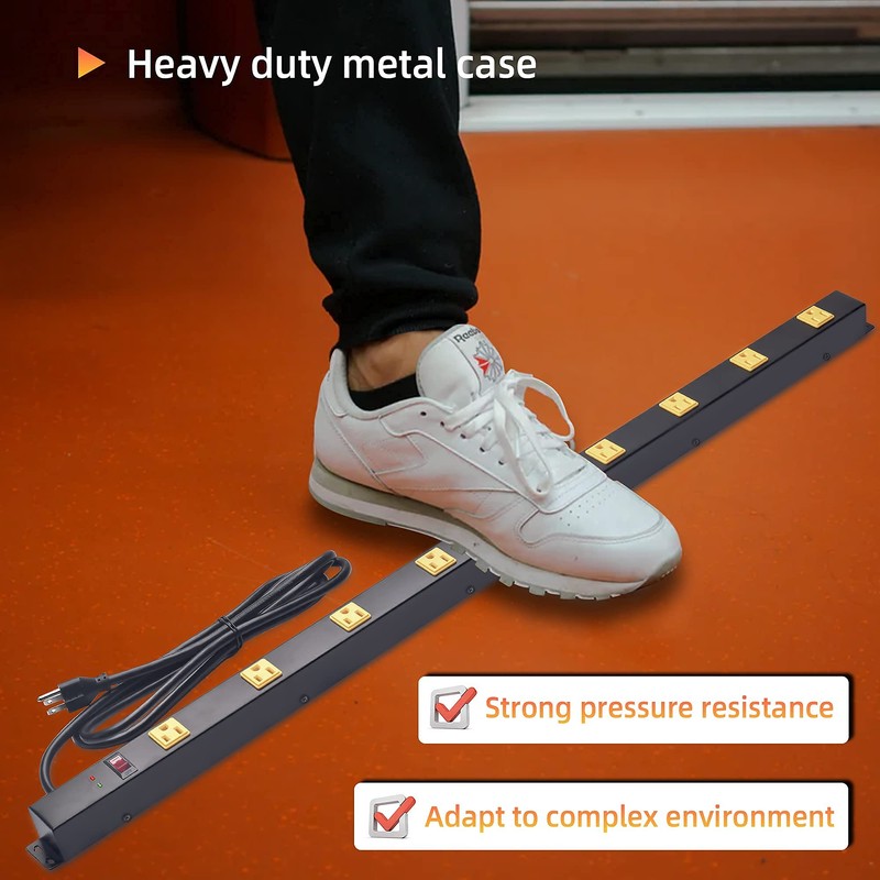 10-Outlet Heavy Duty Power Strip Surge Protector Metal Long Extension