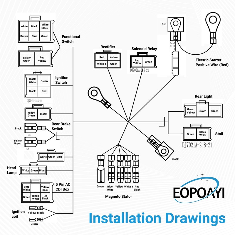 EOPOAYI Electric Wiring Harness Kit Compatible with Taotao Coolster 110cc