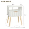 Fultyle White Nightstand with Charging Station, Modern Bedside Table with