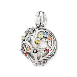 Engelsrufer Women's Pendant with Harmony Ball Bloom Tree of Life Made of Sterling Silver - Set with 13 Multicoloured Zirconia Stones - Pendant for Opening - Size: 25.5 mm, Sterling Silver Sterling
