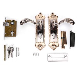 European Style Door Lock with Nickel Knob Retro Vintage Interior Anti-Theft Room Door Lock Lever Set Door Lever Hardware