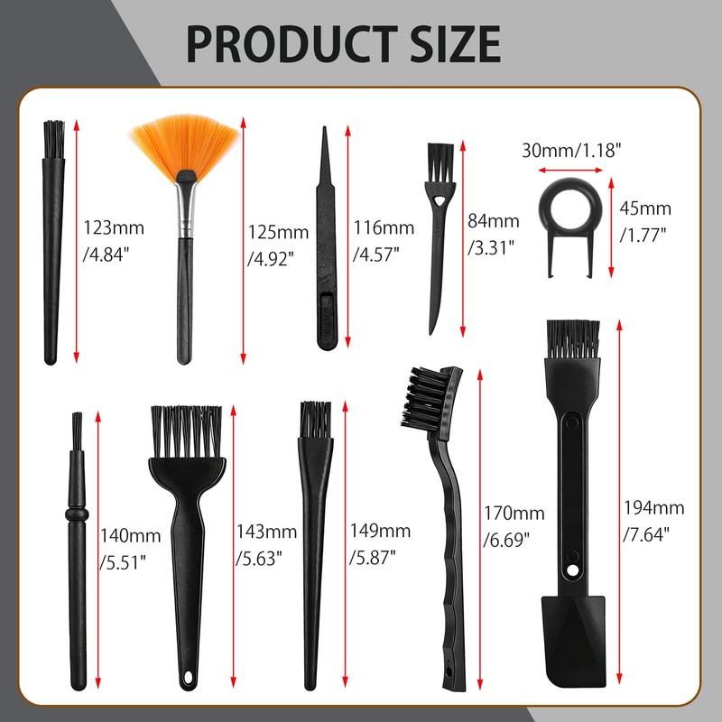 Hodyludy 10PCS Anti Static Brush Kit, Small Cleaning Brushes for