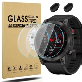 Suoman [3+2 Pack for Garmin Epix Gen 2 Screen Protector and Charger Port Protector,[Full Cover Protective ] 9H Hardness Tempered Glass Screen Protector for Garmin Epix (Gen 2)
