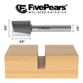 FivePears Straight Router Bits 1/4 Inch Shank Double Flute, 3/4 Inch Cutting Diameter, 3/4 Inch Cutting Length, Used for Create Groove, Dado or Hollow