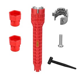 JFGDVW 1 Set 8 in 1 tap Spanner for Tight Space, Multi Purpose tap Wrench, for Toilet Bowl, Sink, Bathroom, Kitchen(Red)