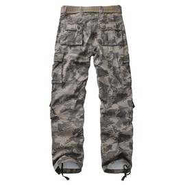 TRGPSG Men's Wild Cargo Pants, Camo Pants Cotton Casual Work Hiking Pants with 8 Pockets 5337 Water Spray Camo 34