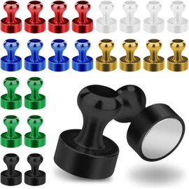 POPPSTAR 24 cone magnets extra strong (12 x 16 mm, holding force 3 kg), black, white, red, blue, green, yellow