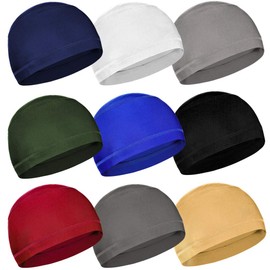 Royal Queen 9 Pieces Helmet Liner Skull Cap Running Hats Sweat Wicking Hats Milk Silk Cycling Skull Caps for Men and Women