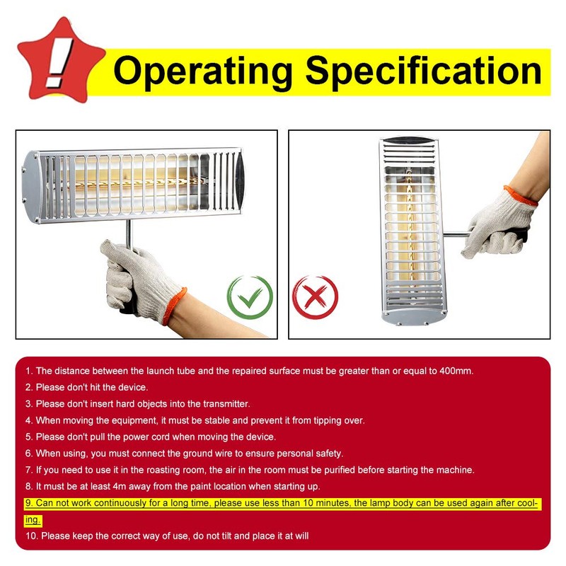 DATOUBOSS Infrared Paint Curing Lamp 1000W Shortwave Infrared Heat Lamp