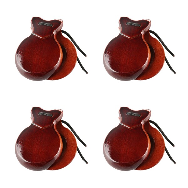 2 Pairs Spanish Castanets with String, Traditional Spanish Flamenco Castanets