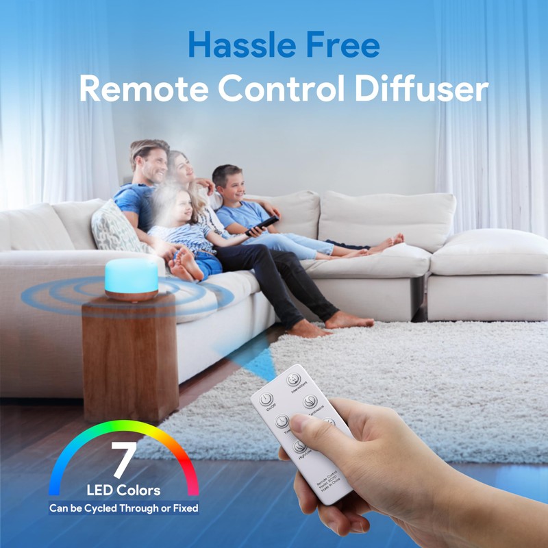 ASAKUKI Essential Oil Diffuser 500ml, Ultrasonic Aromatherapy Humidifier with Remote